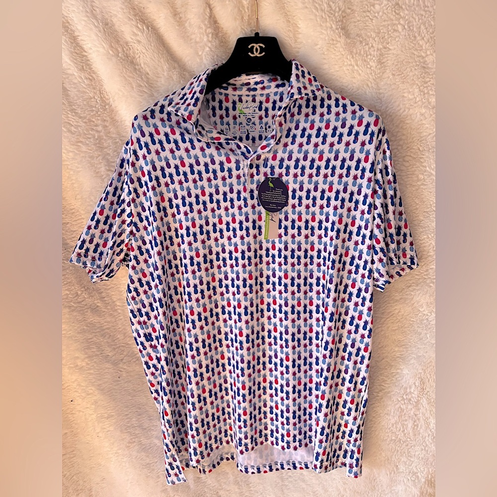 Tailor Byrd Men Pineapple Polo Size XL